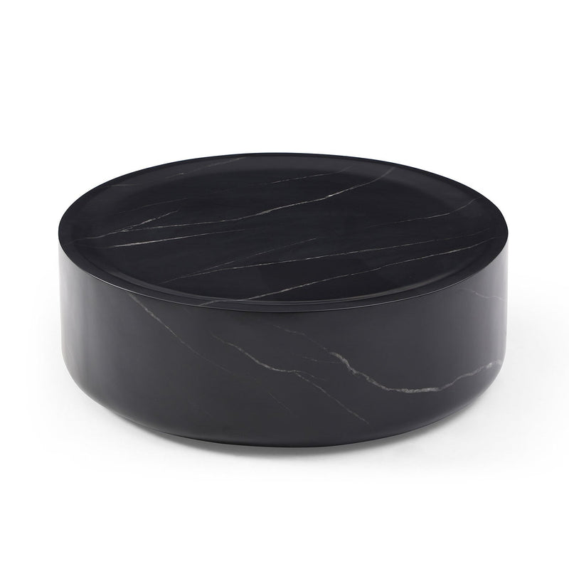 Round Black Marble Fiberglass Coffee Table-1