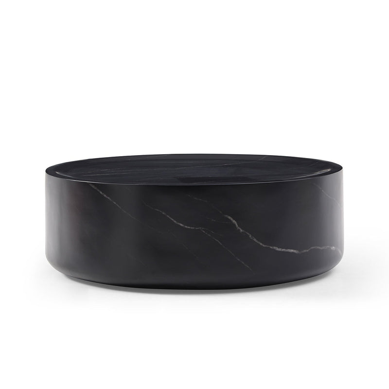 Round Black Marble Fiberglass Coffee Table-2