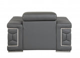 47" Dark Gray And Silver Genuine Leather Arm Chair-3