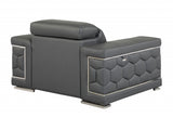 47" Dark Gray And Silver Genuine Leather Arm Chair-4