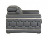 47" Dark Gray And Silver Genuine Leather Arm Chair-5