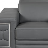 47" Dark Gray And Silver Genuine Leather Arm Chair-7