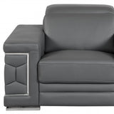 47" Dark Gray And Silver Genuine Leather Arm Chair-8