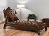 76" Brown and Dark Brown Faux Leather Tufted Lounge Chair And Toss Pillow-1
