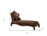 76" Brown and Dark Brown Faux Leather Tufted Lounge Chair And Toss Pillow-5