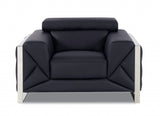 48" Black And Silver Italian Leather Club Chair-1
