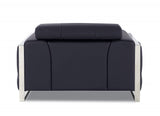 48" Black And Silver Italian Leather Club Chair-3