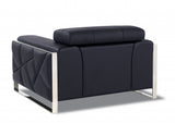 48" Black And Silver Italian Leather Club Chair-4