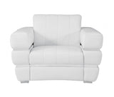 48" White Italian Leather Arm Chair-1