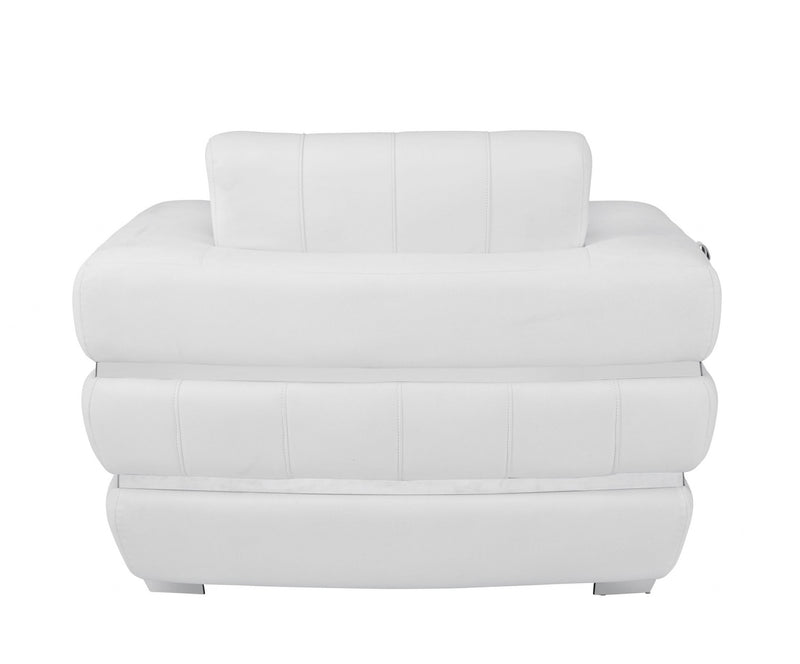 48" White Italian Leather Arm Chair-3