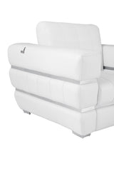 48" White Italian Leather Arm Chair-6