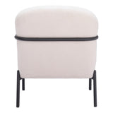 26" Ivory And Black Faux Shearling And Upholstered Arm Chair-3