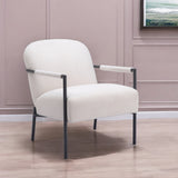 26" Ivory And Black Faux Shearling And Upholstered Arm Chair-1