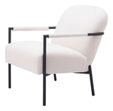 26" Ivory And Black Faux Shearling And Upholstered Arm Chair-4