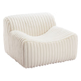 39" Cream Faux Fur And Upholstered Tufted Lounge Chair-0