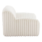 39" Cream Faux Fur And Upholstered Tufted Lounge Chair-2