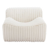 39" Cream Faux Fur And Upholstered Tufted Lounge Chair-3