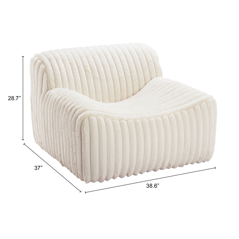 39" Cream Faux Fur And Upholstered Tufted Lounge Chair-8