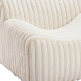 39" Cream Faux Fur And Upholstered Tufted Lounge Chair-7