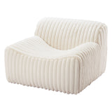 39" Cream Faux Fur And Upholstered Tufted Lounge Chair-6