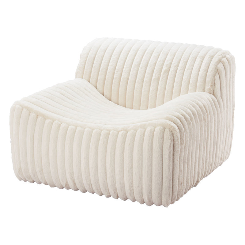 39" Cream Faux Fur And Upholstered Tufted Lounge Chair-6