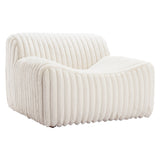 39" Cream Faux Fur And Upholstered Tufted Lounge Chair-5