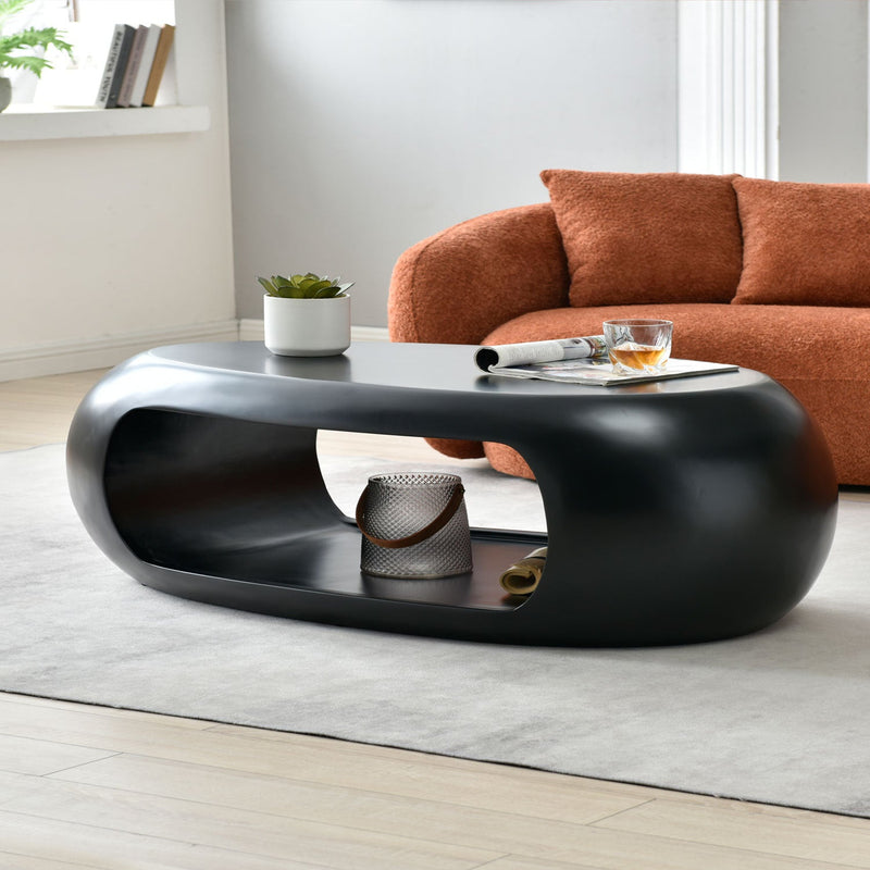 Modern Oval Fiberglass Center Coffee Table-3