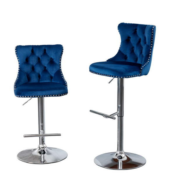 Set of 2  Swivel Velvet Barstools-0