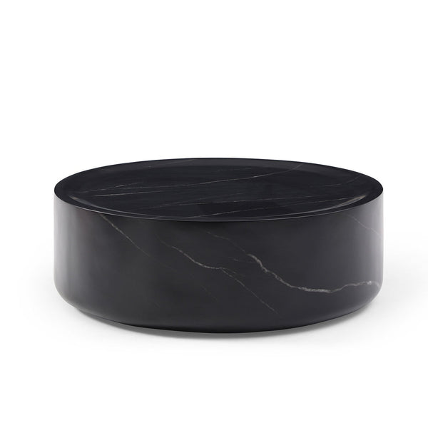 Round Black Marble Fiberglass Coffee Table-0