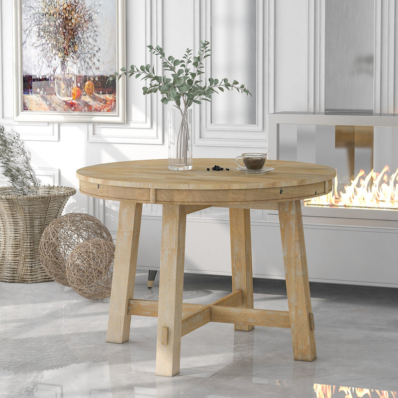 Farmhouse Round Extendable Dining Table-2