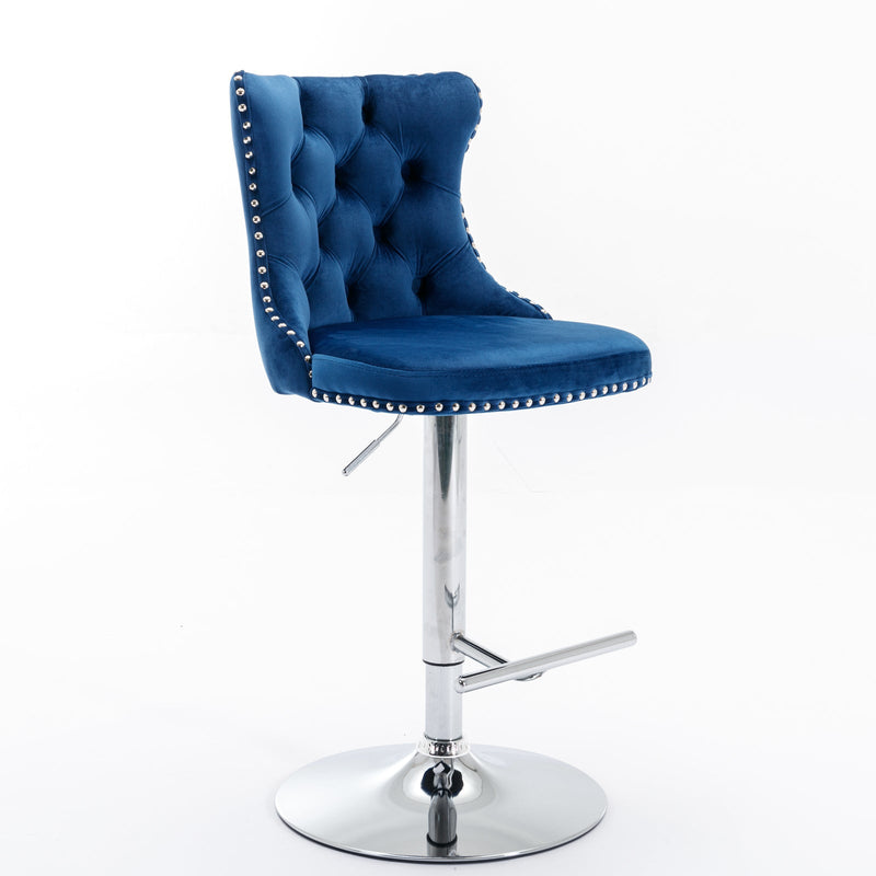 Set of 2  Swivel Velvet Barstools-3
