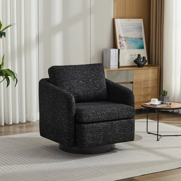 31.5"W  Comfy Round Swivel Accent Chair-1