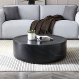 Round Black Marble Fiberglass Coffee Table-3